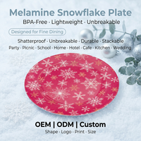 Assiette creuse ronde de 8 pouces en mélamine ODM pour Noël, motif flocon de neige rouge, idéale pour les mariages, les banquets et les fêtes de fin d'année