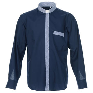 Usine OEM personnalisé pur coton à manches longues poche col romain étiquette col respirant Cool chemise du clergé pour les ministres prêtres - Product Image 1