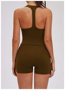 Conjunto de Yoga para Mujer al por Mayor, Chaleco Deportivo con Espalda Cruzada, Cuello en V, Ajustado, Pantalones de Yoga - Product Image 3