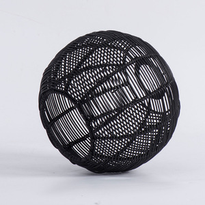 Rattan Lampshade Round E27 <b>Led</b> Black Easy Installation For Restaurant Hotel Tea Room Homestay Decorative Pendant Light - Product Image 3