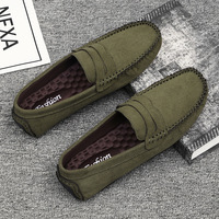 Mocassins de conduite pour hommes en gros d'usine - Chaussures décontractées à semelle souple en similicuir suédé |   Chaussons multicolores à enfiler