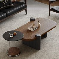 Ensemble de table basse ovale mobile éco-responsable de style moderne du milieu du siècle avec table d'appoint, mobilier de salon de luxe, décoration intérieure design