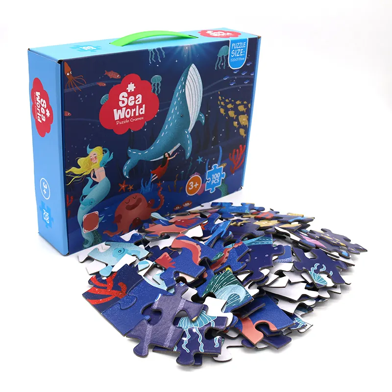 Benutzer definierte Druck beliebte Papier Puzzle-Spiel 100PCS Polar Animals Pinguin SeaWorld Whale Puzzles für Kinder pädagogisch