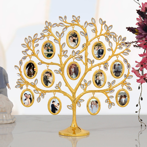Lussuosa cornice <span class=keywords><strong>portafoto</strong></span> placcata in oro per albero genealogico con 12 ovali pendenti, ideale per compleanni, matrimoni e regali di anniversario | - Product Image 1