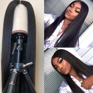 Perruques européennes et américaines en Fiber chimique, dentelle de longueur moyenne, perruque de <span class=keywords><strong>cheveux</strong></span> humains longs et raides - Product Image 3