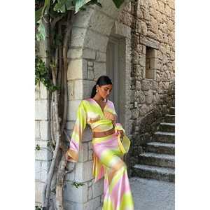 Conjunto de Dos Piezas para Mujer Riello Rosa, Talla XL, Corte Holgado, Ropa Deportiva, Blazer y Top Corto con Decoración de Logotipo para Verano - Product Image 3