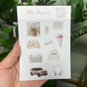 Hojas de pegatinas personalizadas 3D con efecto abombado, calcomanías de vinilo en relieve con logo de marca, impermeables para negocios de cosméticos y cuidado de la piel - Product Image 2