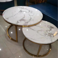 Table Basse Multifonctionnelle en Acier Inoxydable et Pierre, Style Nordique Luxe Léger, Haute et Basse, pour Hôtel, Restaurant, Maison