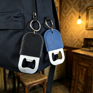 Llavero Abridor de Botellas de Cuero Sintético Grabable con Láser, Abridor de Cerveza de Acero Inoxidable, Llavero en Blanco para Recuerdos de Boda o Regalos Promocionales - Product Image 6