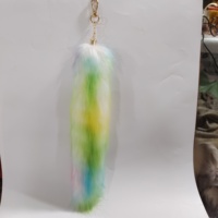 Porte-clés Pendentif en fourrure de renard, raton laveur ou loup, style dessin animé, pour sacs d'école, accessoire léger à suspendre