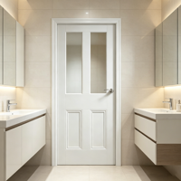 Portes intérieures de maison en bois massif blanc avec verre dépoli transparent