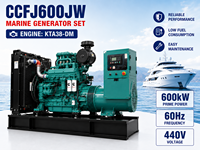 Grupo Electrógeno Marino SCDC CCFJ600JW de 600 kW y 4 Tiempos, Motor Diésel KTA38-DM de 1800 RPM para Barcos de Ingeniería y Embarcaciones de Investigación