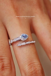 Anillos de Regalo de Boda de Oro de 18K con Forma de Serpiente y Diamantes de Aguamarina Natural de Lujo para Niños, Xinfly Au750, Personalizables - Product Image 2