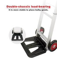 Chariot à main pliable en aluminium de style classique rouge-noir, chariot portable élégant