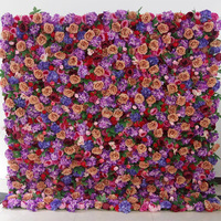 MoKtong Latar Belakang Dinding Bunga Warna Merah Muda 8ft X 8ft 5D Gulung dengan Mawar Peony Sutra untuk Dekorasi Gapura Upacara Pernikahan Romantis.