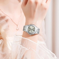 Reloj POEDAGAR 792 para Mujer, Acero Inoxidable, Cuadrado, Moderno, Manecillas Luminosas, Cuarzo, Calendario, Fecha, Semana, Resistente al Agua