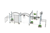 Structure de parcours d'obstacles en acier inoxydable de qualité supérieure personnalisable, noir/argent, avec garantie de 2 ans pour les activités de plein air