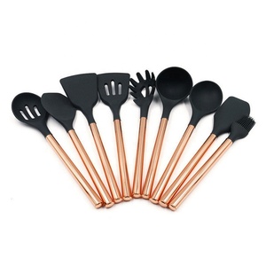 Rose <strong>Gold</strong> Handle Silicone Cooking Utensils and Cookware Tools Set Elegant <strong>Kitchen</strong> <strong>Accessories</strong> for Home Use - Product Image 1