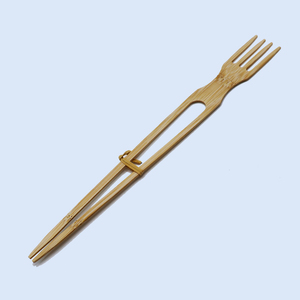 <span class=keywords><strong>Palillos</strong></span> 2 en 1 de 9,5 pulgadas con tenedor <span class=keywords><strong>Palillos</strong></span> de tenedor de bambú natural, <span class=keywords><strong>para</strong></span> el hogar, viajes o llevar-Restaurante - Product Image 1