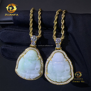 Nuovi Arrivi: Gioielli alla Moda in Stock, Ciondolo Hip Hop in <span class=keywords><strong>Argento</strong></span> Sterling S925 con Buddha in Giada e Diamante Moissanite VVS1 - Product Image 3