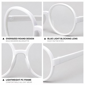 Wholesale Unisex Oversized Round Glasses Anti <b>Blue</b> Light Clear Lens Fashion <b>Sunglasses</b> Bulk - Product Image 3