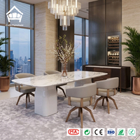 Ensemble de table et chaises de salle à manger en marbre de luxe moderne, mobilier complet pour restaurant, personnalisation sur mesure pour villa et appartement