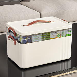 Scatola Portaoggetti Medica in Vendita, Grande Capacità, 3 Strati, Rettangolare, in Plastica PP, Smontabile, con Coperchio e Maniglia, Scomparti per Casa e Ufficio - Product Image 3