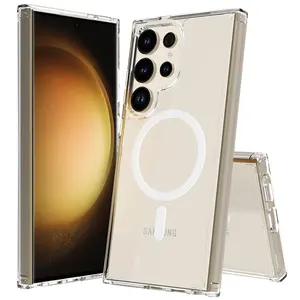 2024 Neu eingetroffen magnetische klare Telefonhülle für Samsung Galaxy S24 ultra transparente kabellose Ladung Raum Telefonhülle