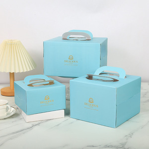 Caja de Pastel Ecológica de Papel Kraft con Asa y Tapa Transparente Grande, Impresión Offset, Embalaje Seguro para Alimentos para Bodas y Fiestas - Product Image 1