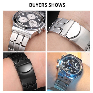 Compatible con <span class=keywords><strong>Swatch</strong></span> YCS443G y YGS471G, <span class=keywords><strong>pulsera</strong></span> de acero inoxidable de tres puntas para hombre, 19 mm y 21 mm. - Product Image 6