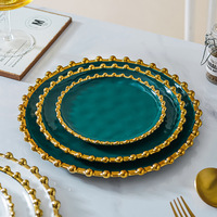 Wit En Groen Goud Velg Diner Serveren Gerechten Set Keramische Fruit Platen Bruiloft Keramische Plaat