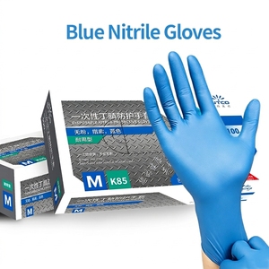 Gants d'examen en nitrile jetables de haute qualité, sans poudre, sans latex, bleus, 4 mil, pour hôpital - Product Image 1