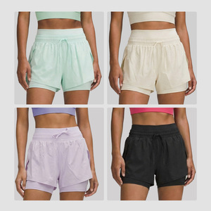 Abbigliamento Donna 2 in 1: Pantaloncini Yoga Traspiranti, Shorts Fitness Aderenti, Abbigliamento Sportivo da Palestra, Pantaloncini Yoga a Vita Alta <span class=keywords><strong>con</strong></span> Effetto Rinfrescante - Product Image 2