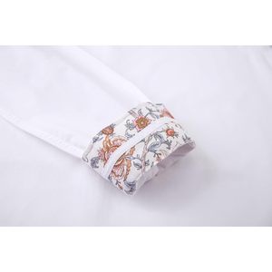 เสื้อเชิ้ตผู้ชายทรงปกติ ผ้าฝ้ายป๊อปลิน 100% กันยับ สไตล์ลำลองทางธุรกิจ สีขาว แต่งลายดอกไม้ด้านใน - Product Image 5
