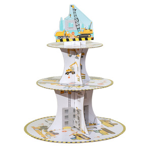 Lot de 2 plateaux ronds jetables en carton motif dinosaure excavateur pour gâteaux, idéal pour les fêtes d'anniversaire d'enfants, support de <span class=keywords><strong>table</strong></span> à desserts et à collations - Product Image 5