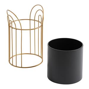 Vente chaude Élégant Métal Noir Extérieur et Intérieur Pot de Plante Ensemble avec Support Doré Taille Personnalisée Maison Jardin Décor Grande Plantation - Product Image 6