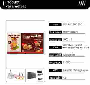 Qtenboard Hot Bán quảng cáo trong nhà displayer treo độ sáng cao Màn hình LCD kỹ thuật số Bảng menu quảng cáo LCD hiển thị - Product Image 2