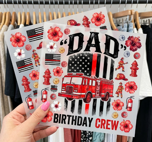 Película de Transferencia DTF al por Mayor con Diseño de Camión de Bomberos Desgastado para Cumpleaños de Papá, Temática Patriótica de Héroes Bomberos, para Prensa Térmica en Prendas Personalizadas - Product Image 2