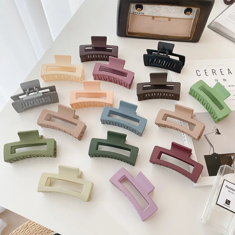 Wholesale Square Hair claw clips for women accessories solid color square rectangle hair clips