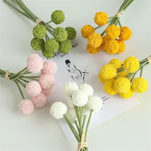 Vendita all'ingrosso 9 teste di seta artificiale tarassaco fiori Bouquet d'oro palla crisantemo mazzetto per la casa di nozze fiori decorativi