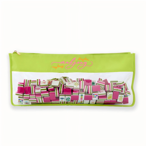 Bolsa con Cierre HIMORE Amarilla con Diseño <span class=keywords><strong>de</strong></span> Letras, Bolsa <span class=keywords><strong>de</strong></span> Mahjong Estilo Americano <span class=keywords><strong>de</strong></span> PVC, Impermeable, Duradera y Ecológica, con Bordado - Product Image 3