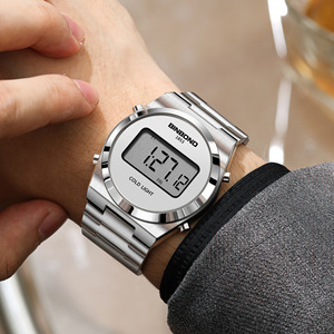 Binbond Digital Watch Stainless Steel 11mm 30M Waterproof Led Display Day Date Fold Clasp - Product Image 3