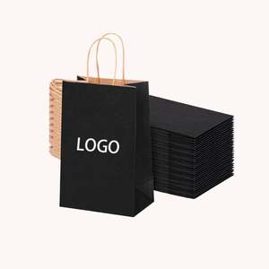 ถุงกระดาษคราฟท์สีดำแบบกำหนดเอง เป็นมิตรกับสิ่งแวดล้อม ย่อยสลายได้ ทนทาน หรูหรา พร้อมหูหิ้ว - Product Image 1