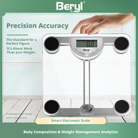 Báscula Corporal Electrónica Inteligente de Marca, con Pantalla LCD Digital, Cristal Templado Transparente Cuadrado, para Medir Grasa Corporal y Contenido de Agua, para Baño