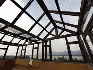 Usine professionnelle petit cadre en aluminium parasols serre Double vitrage avec moulage de toit Triangle toit en verre trempé - Product Image 4