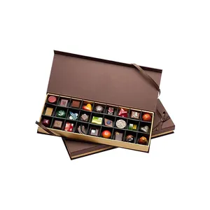 Custom Eco Logo Luxury Truffle Gift Wrap Cartón Magnético cerrado caja de chocolate con ventana y divisor de cartón