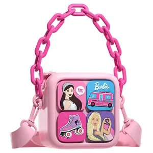 Barbie sáng tạo thời trang màu hồng Túi đeo vai trẻ em hoạt hình dễ thương công chúa tự làm túi đeo chéo màu hồng túi vuông nhỏ