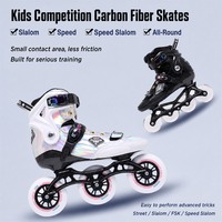 Patins à roulettes de compétition pour enfants, châssis quad en fibre de carbone, roues en PU, fermeture réglable, modèle d'entraînement au slalom L009