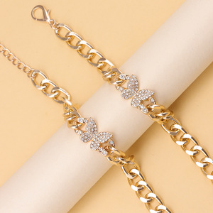 Conjunto de pulsera y tobillera con dijes de mariposa, diseño geométrico con engaste de garra de aleación de zinc, joyería de fiesta para mujer - Product Image 2