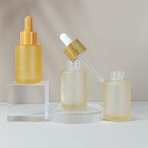 Luxury Cosmetic Glass Packaging 20ml 30ml 60ml Flat Shoulder Serum <b>Bottle</b> Cylinder Orange Dropper <b>Bottle</b> Screen Skin Care Cream - Product Image 5